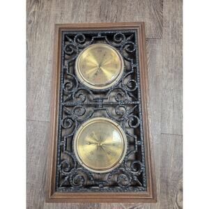 Vintage Springfield Faux Wrought Iron Weather Barometer Humidity Thermometer